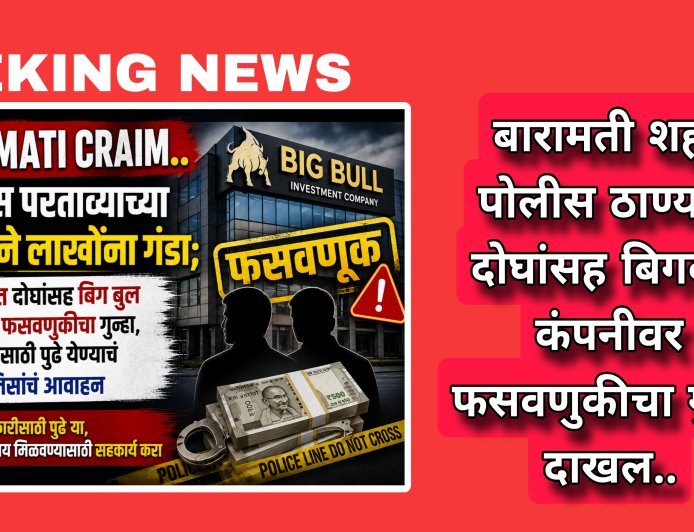 शेअर मार्केटमध्ये भरघोस परताव्याचे आमिष दाखवून घातला लाखोंना गंडा.. दोघांसह बिग बुल कंपनीवर फसवणुकीचा पोलिसात गुन्हा दाखल..