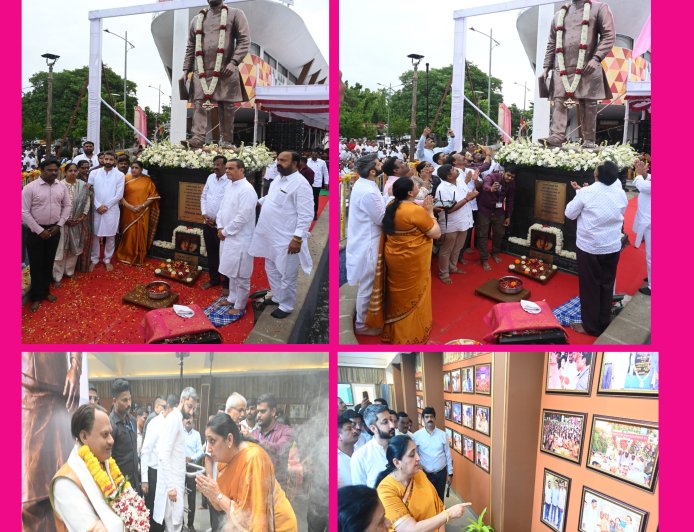 बारामतीत दिवंगत उपमुख्यमंत्री अजित पवार यांच्या पूर्णाकृती पुतळ्याचे उपमुख्यमंत्री सुनेत्रा अजित पवार यांच्या हस्ते लोकार्पण..